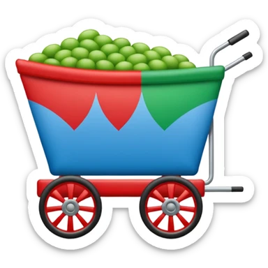 Un emoji drapeau avec la moitié de bleu et l’autre de vert avec une roue de roulotte rouge au centre assez grande sticker