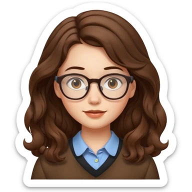 Nerdy girl with glasses, wavy long hair sticker