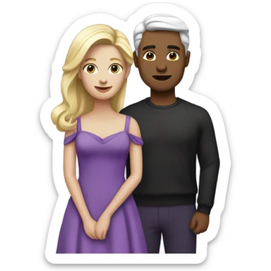 Blond hair and black hair with purple dress sticker
