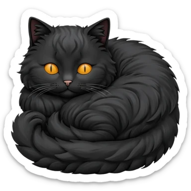 Curled Sleeping Cat black sticker