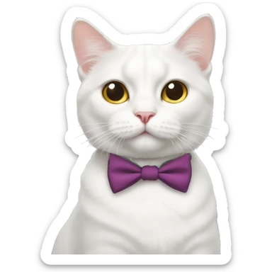 White cat with a Bow tie sticker