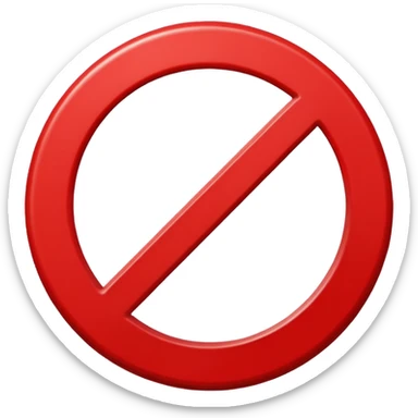 um circulo vermelho com uma barra transversal, semelhando a um simbolo de proibido, semelhante as placas de transito sticker