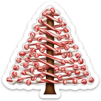 Christmas tree covered in candy canes sticker