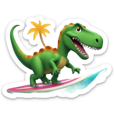 Dinosaur surfing  sticker