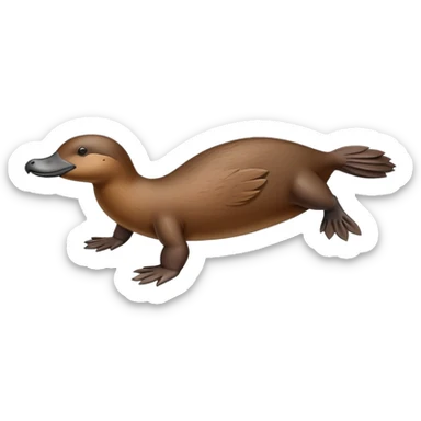 anatomically accurate platypus, correct proportions, proper duck-bill, beaver-like tail, webbed feet, accurate brown fur coloration, natural pose sticker