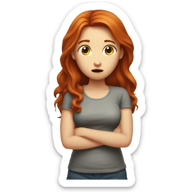Long hair Red head girl with nervous stomach sticker
