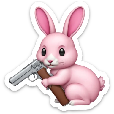 Crea un emoji de un conejo enojado con una arma sticker