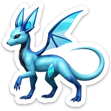 Shiny Futuristic Salandit-Glaceon-Fakémon-hybrid-creature (full body)  sticker