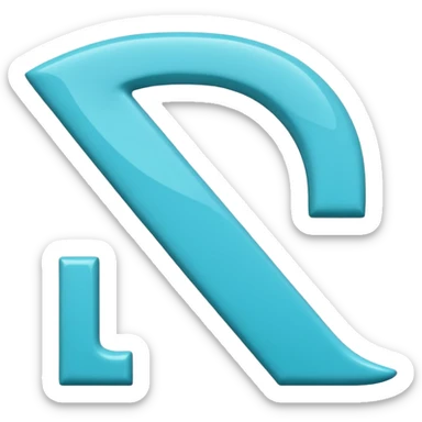 Greek letter nu (ν) in vibrant cyan color sticker