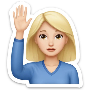 woman waving goodbye with tears, emotional expression sticker