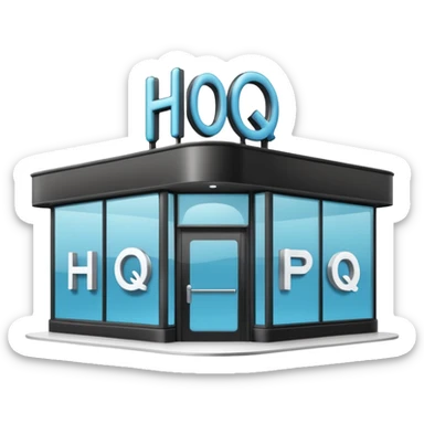 modern shop with the word HQ in the sign sticker