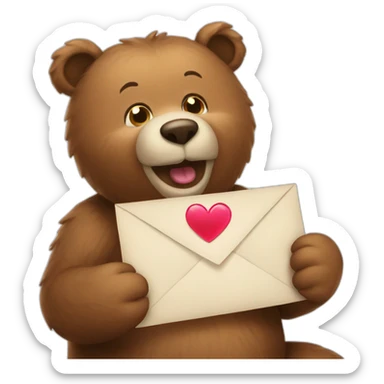 Emoji bear sending love letter sticker
