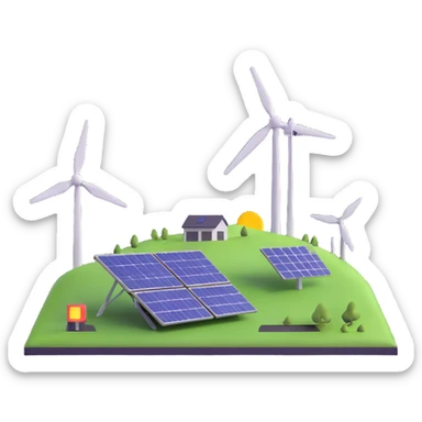 solar panel and wind turbine sticker