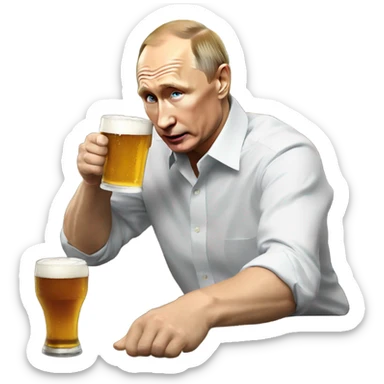 Vladimir Putin downing a pint  sticker