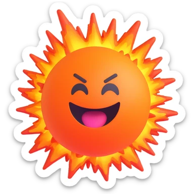 dynamic explosion with fiery effects, representing raiding action in Rust, modern emoji style sticker