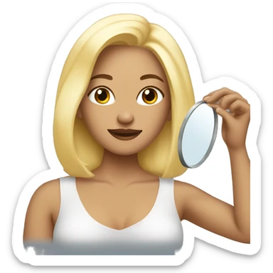 beauty woman looking in the mirror with blonde hair   sticker