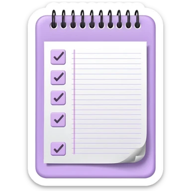 pale purple notepad with checkmarks sticker