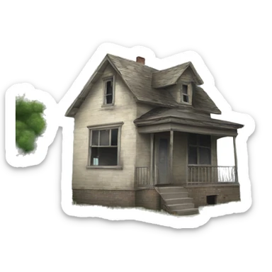Abandoned one story  house sticker