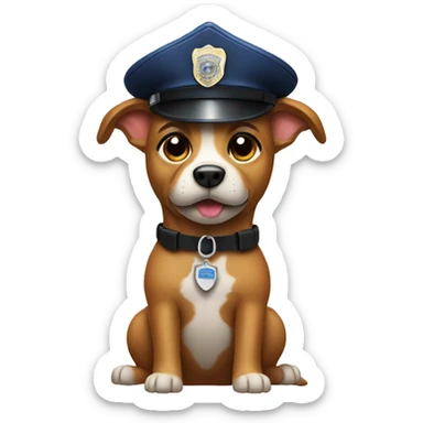 Dog with police hat  sticker
