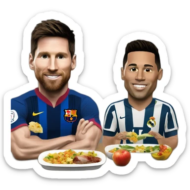 Messi entrain de manger avec ronaldo sticker