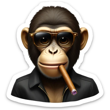 Monkey with shades on with a cigar in his mouth sticker