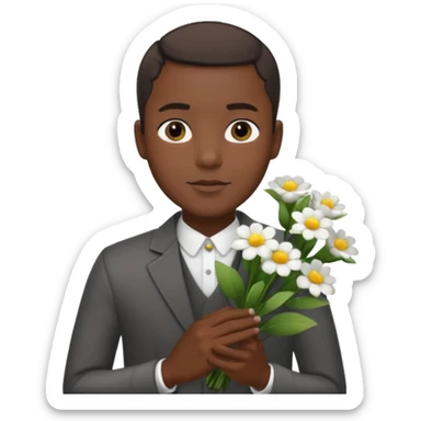 black man holding white flowers in their hands sticker