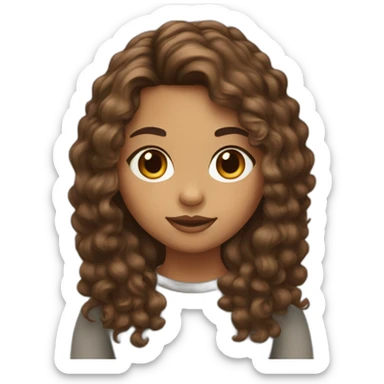 Girl with olive skin, hazel eyes and brown Curley hair in a shaggy middle part  sticker
