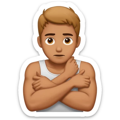 Guy mad crossing his arms over his neck sticker