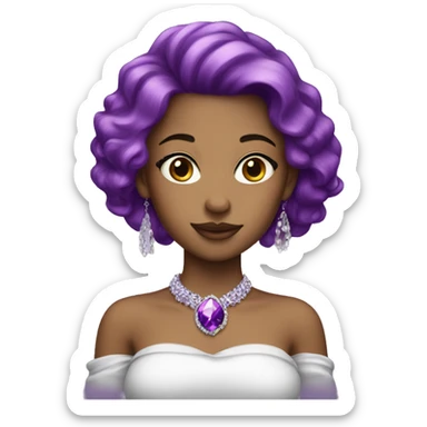 jewel girl with purple gem hair sticker