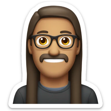Man with glasses and long straight brown hair eating a wiener  sticker