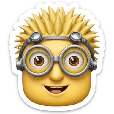 Minion emoji with a round head like normal emojis and a smurk like this emoji but a minion so basically that emoji with the goggles and the hair and not a funny head shape 😏 it should look like an actual minion not a human with African braids and a female minion  sticker