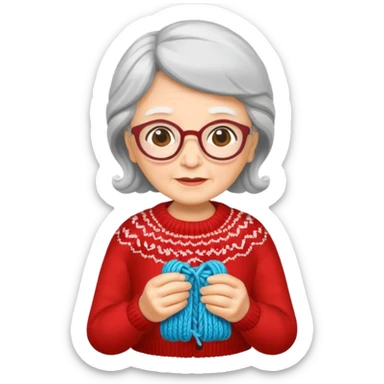 knitting grandma red sweater sticker