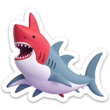 shark with red and white Jordans on fins and back fin sticker