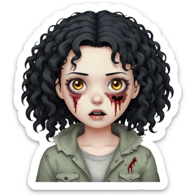 Zombi girl curly hair sticker