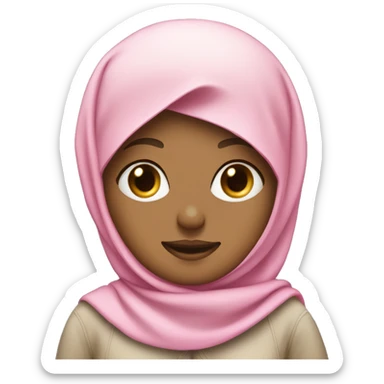 Software engineer wearing a pink hijab blonde   with a Macbook on the side sticker