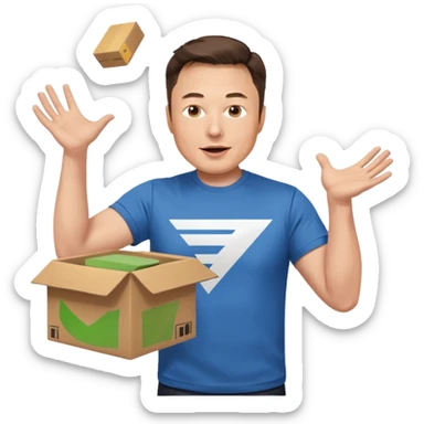 elon musk throwing amazon box in the air sticker