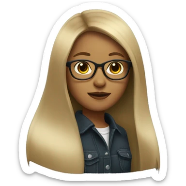 Girl with long, straight, dark blonde hair with glasses sticker