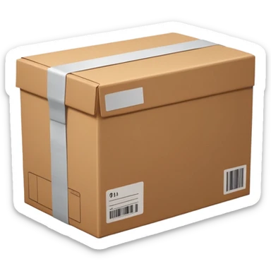  cardboard delivery box with a shipping label and tape. Rounded, glossy, smooth, soft shadows, white background.


 sticker