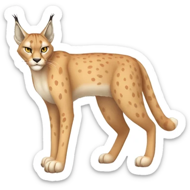 Beige Lynx-Caracal-Fakemon-hybrid with orange points with spots, brown toes, and short tail, full body sticker