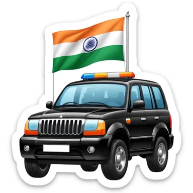 Black car fo officers India suv Indian.flag sticker