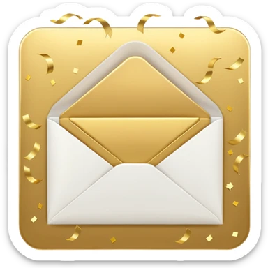 white envelope surrounded gold confetti sticker