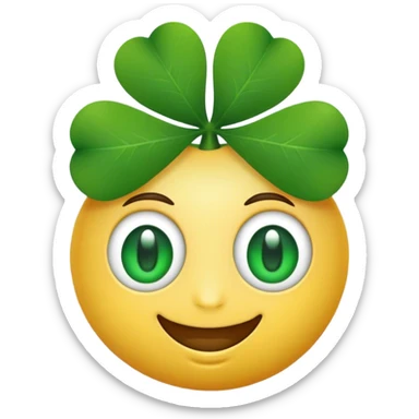 Emoji with shamrock eyes sticker