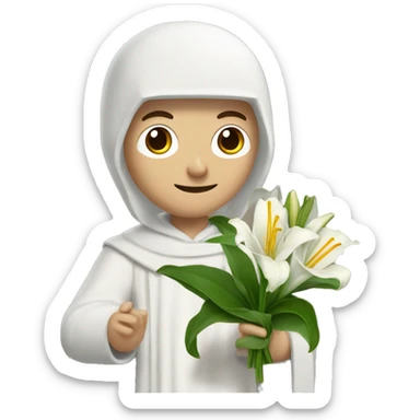 Petrarch holds a white lily in his hand sticker