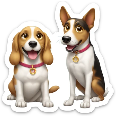 A male dog proposing to a female dog  sticker