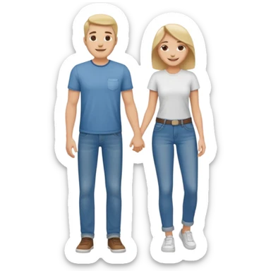 full-length relaxed couple in jeans and t-shirts sticker