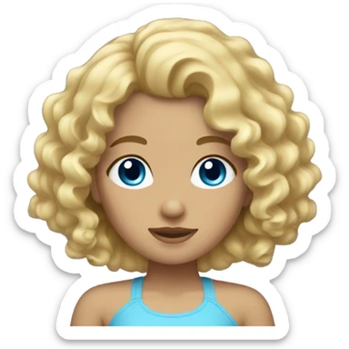 girl with blonde curly hair and blue eyes  sticker