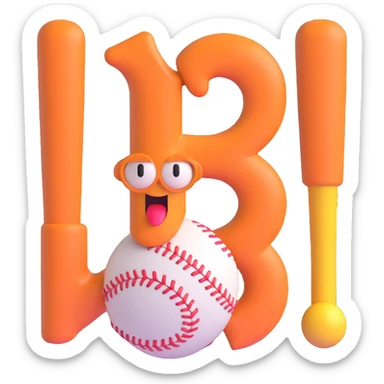 tongkat baseball, 3d emoji style sticker