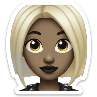 Big goth girl with nose ring and two toned hair sticker