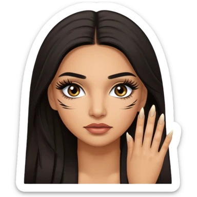 Baddie Latina emoji with fake lashes and nails sticker