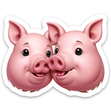 two pigs kissing sticker